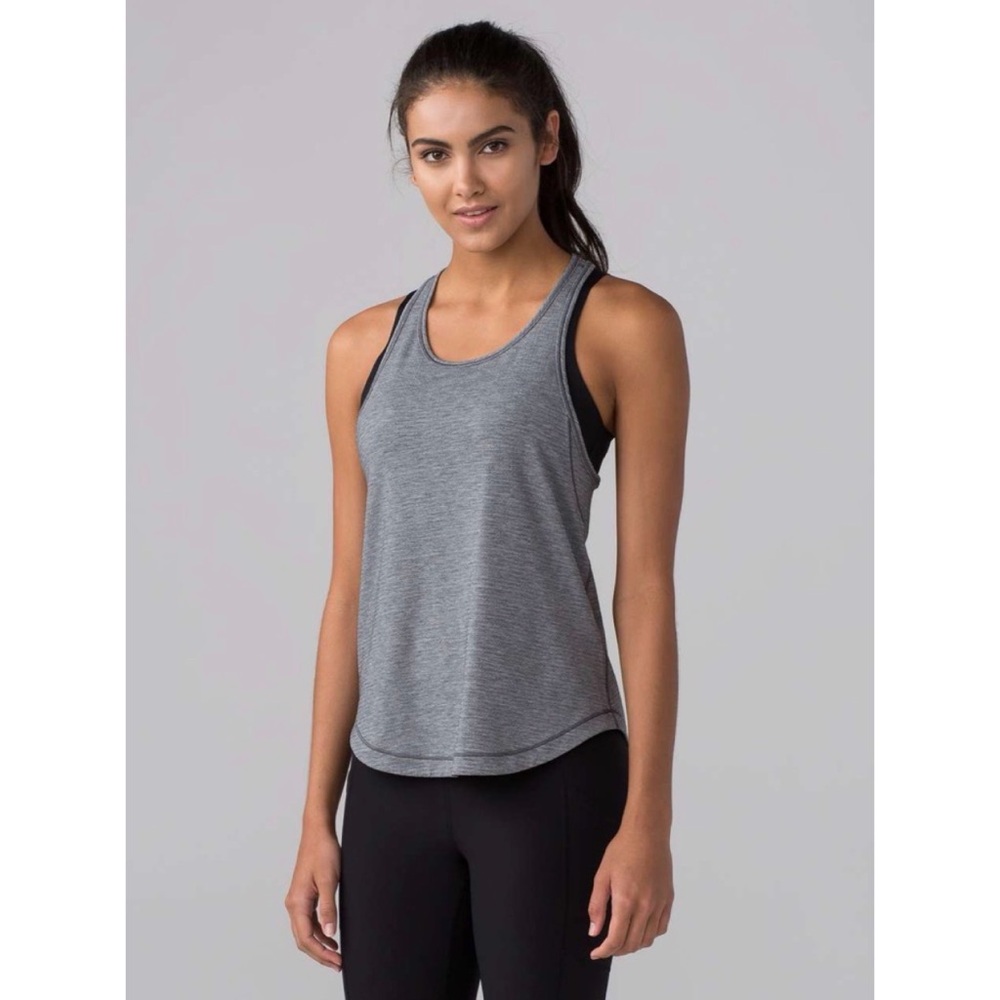 Lululemon Long Distance Tank Heathered Black / Black 8 - Picture 3 of 6
